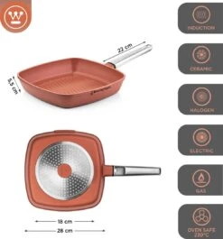 Westinghouse Pannenset Performance (Wokpan + Grillpan) ø 28 Cm - Rood - Inductie En Alle Andere Warmtebronnen -Keuken Kwaliteitswinkel 1120x1200 3