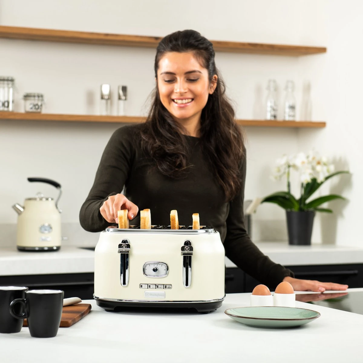 Westinghouse Retro Waterkoker + Broodrooster 4 Sleuven + Staafmixer - Wit 9 Westinghouse Retro Waterkoker + Broodrooster 4 Sleuven + Staafmixer - Wit - Afbeelding 9