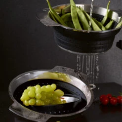 Rosle Vergiet - RVS / Siliconen - ø 24 Cm - Opvouwbaar -Keuken Kwaliteitswinkel 16124 05 Seiher faltbar schwarz 24cm