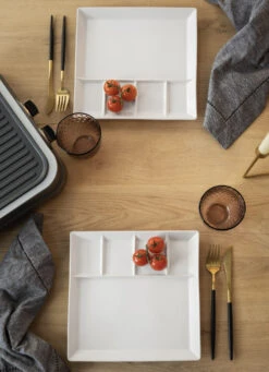 Fonduebord / Gourmetbord - 5 Vakken - Wit - 24 X 24 Cm -Keuken Kwaliteitswinkel 2 gourmet bord 2