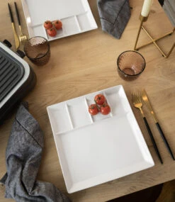 Fonduebord / Gourmetbord - 5 Vakken - Wit - 24 X 24 Cm -Keuken Kwaliteitswinkel 3 gourmet bord 1