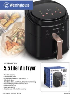 Westinghouse Airfryer / Heteluchtfriteuse - 1400 W - Zwart - 5.5 Liter -Keuken Kwaliteitswinkel 902x1200