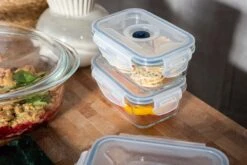 Sareva Vacuum Ovenschalen / Vershoudbakjes - Hittebestendid Glas - 3 Delige Set / 485 Ml + 970 Ml -Keuken Kwaliteitswinkel Crumble in ovenschaal en vershoudbakjes 4 1