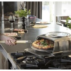 Fernus & Friends Pizza Oven - Voor Fornuis - Pure Polished Aluminium - Voor ø 26 Cm Pizza's -Keuken Kwaliteitswinkel Fernus Pizza Zilver