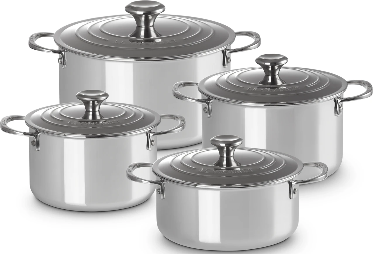 Le Creuset 4 Delige Pannenset Signature - RVS - Inductie - 4 Kookpannen - Inclusief Deksels 1 Le Creuset 4 Delige Pannenset Signature - RVS - Inductie - 4 Kookpannen - Inclusief Deksels
