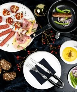 Laguiole Style De Vie Steakmessen Premium Line Zwart 6 Stuks 10 Laguiole Style De Vie Steakmessen Premium Line Zwart 6 Stuks -Keuken Kwaliteitswinkel Laguiole Premium Line steakmessen 18 mm sf Gr 10