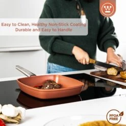 Westinghouse Grillpan Performance - Rebel Red - 28 X 28 Cm - Standaard Anti-aanbaklaag -Keuken Kwaliteitswinkel WCFP0095G28OR 4