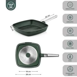 Westinghouse Grillpan Performance - Gracious Green - 28 X 28 Cm - Standaard Anti-aanbaklaag 12 Westinghouse Grillpan Performance - Gracious Green - 28 X 28 Cm - Standaard Anti-aanbaklaag -Keuken Kwaliteitswinkel WCFP0095G28SG 3