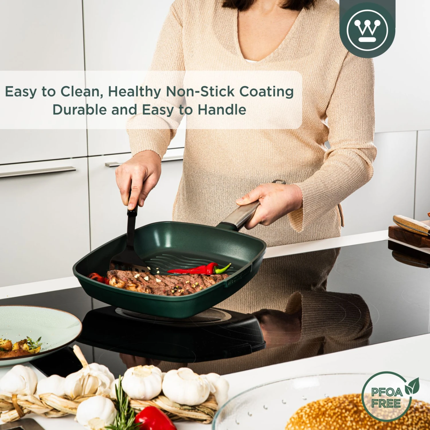 Westinghouse Grillpan Performance - Gracious Green - 28 X 28 Cm - Standaard Anti-aanbaklaag 7 Westinghouse Grillpan Performance - Gracious Green - 28 X 28 Cm - Standaard Anti-aanbaklaag - Afbeelding 7