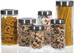 Sareva Voorraadpot - Glas / RVS Deksel - ø 8 Cm / 800 Ml 8 Sareva Voorraadpot - Glas / RVS Deksel - ø 8 Cm / 800 Ml -Keuken Kwaliteitswinkel opbergglas set 1 4