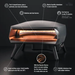 Witt Pizza Oven Etna Rotante - Op Gas Voor Buiten - Mat Grafiet - Voor ø 40 Cm Pizza's - Roterende Pizzasteen -Keuken Kwaliteitswinkel wp etna rotante ecom graphite 005